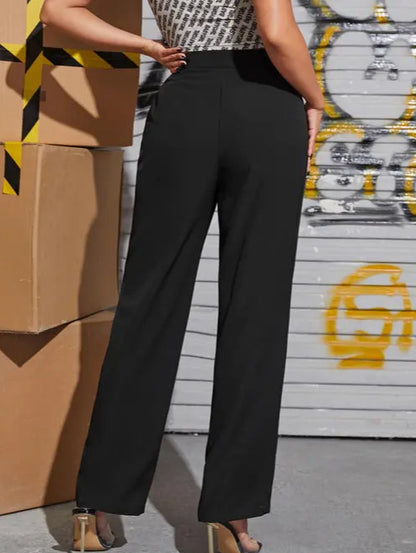 Women's Solid Bell Bottoms Black Trousers & Pants